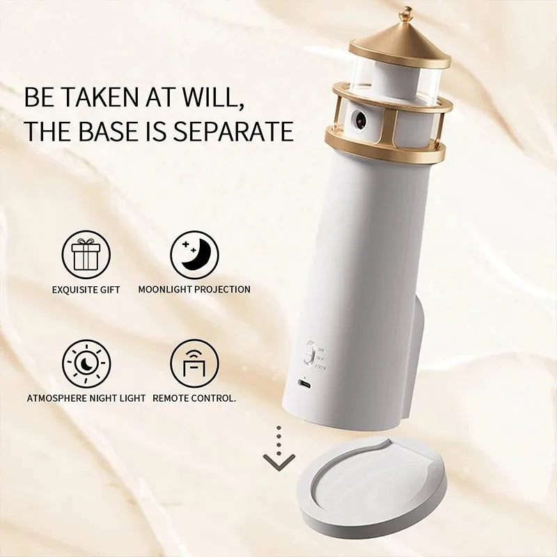 Moon Lighthouse Projection Light Multifunction Motion Sensor Night Light Dimmable Bluetooth Music Magnetic Creative Camping Lamp