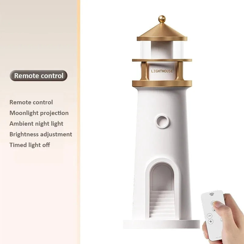 Moon Lighthouse Projection Light Multifunction Motion Sensor Night Light Dimmable Bluetooth Music Magnetic Creative Camping Lamp