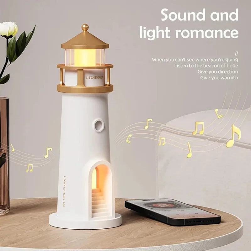 Moon Lighthouse Projection Light Multifunction Motion Sensor Night Light Dimmable Bluetooth Music Magnetic Creative Camping Lamp